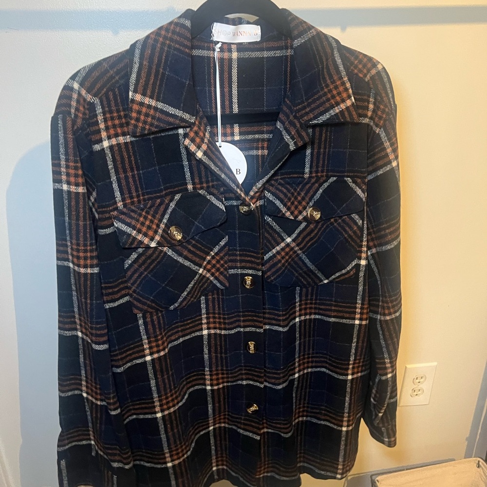 Heavy Flannel Shirt Jacket Women’s XL Cabincore Button Up w Pockets Gorp